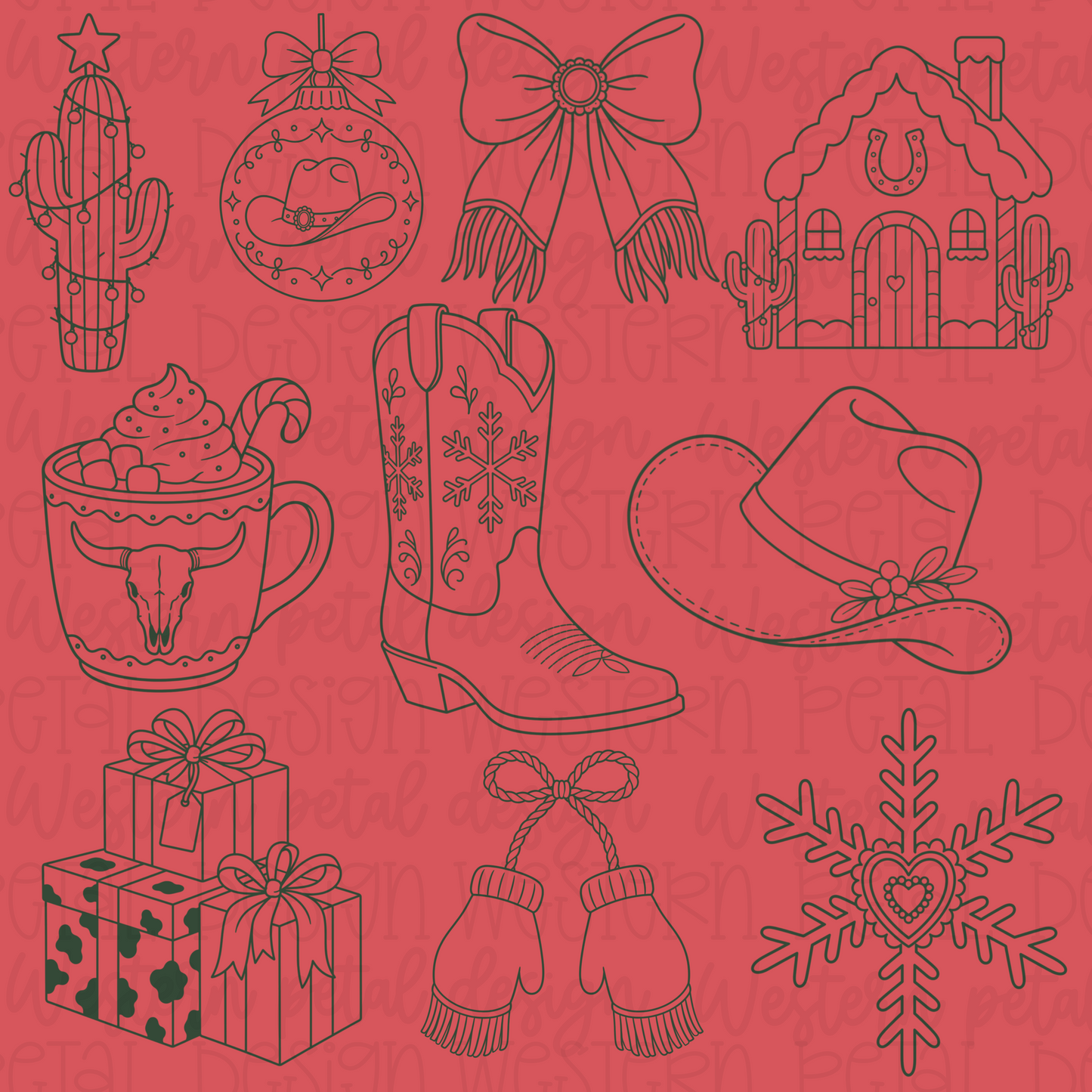 A Western Petal Christmas Procreate Stamps