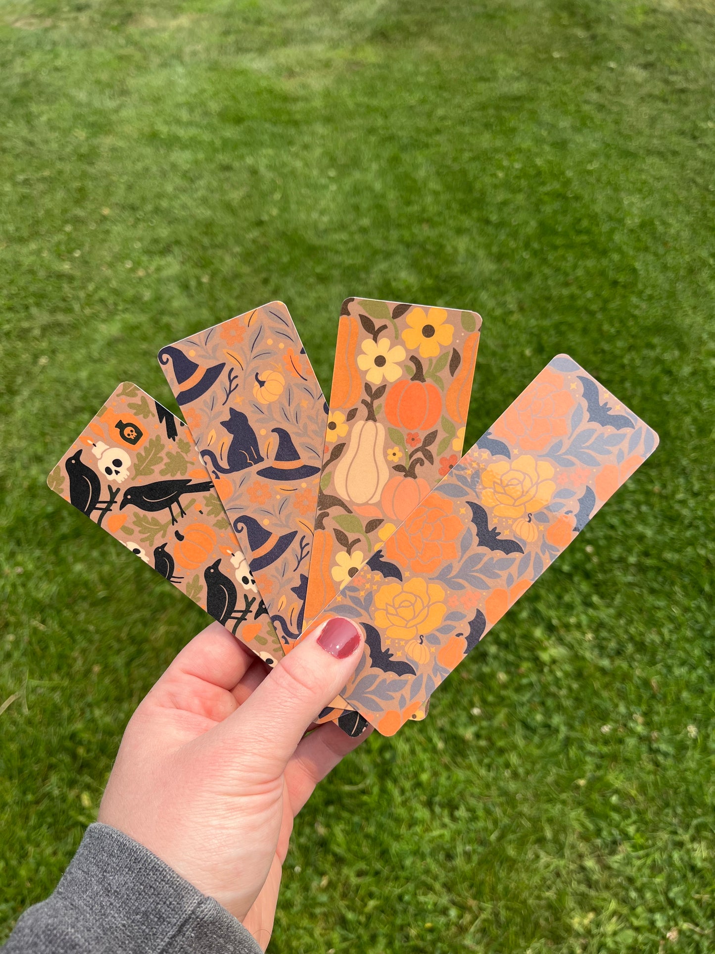 Fall Aesthetic Bookmarks – Laminated 2x6” Autumn Book Lovers Gift | Spooky Cute Halloween Bookmark Set
