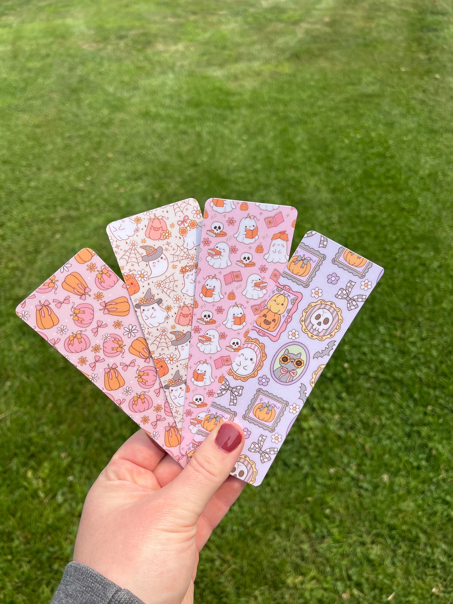 Pastel Halloween Bookmarks β Cute Ghosts & Pumpkins | Laminated 2x6β Kawaii Fall Reading Accessories