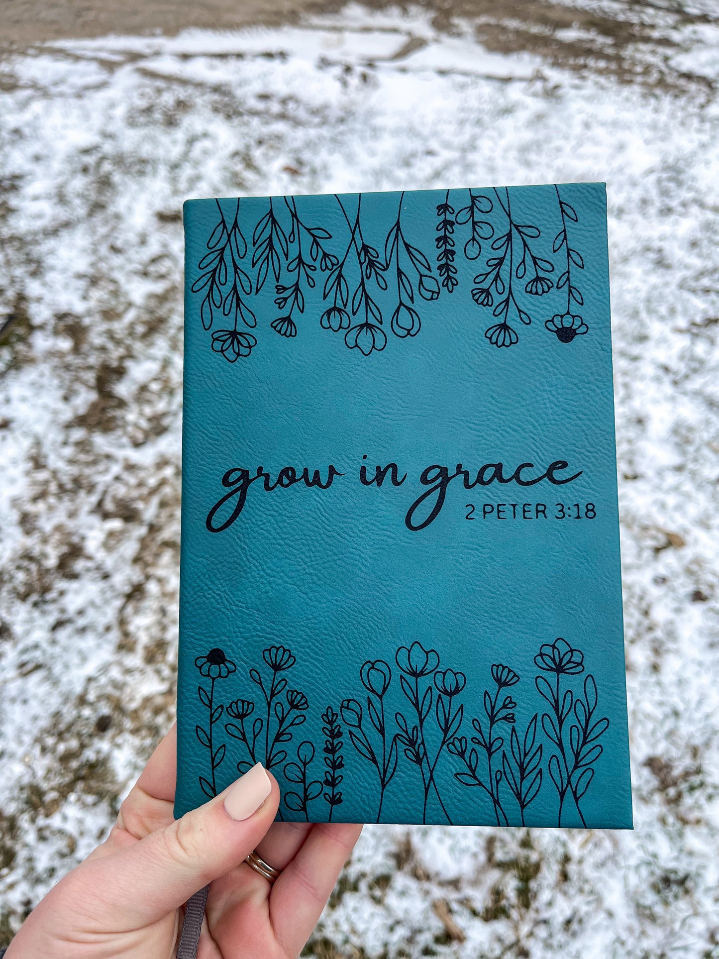 Floral leatherette journal