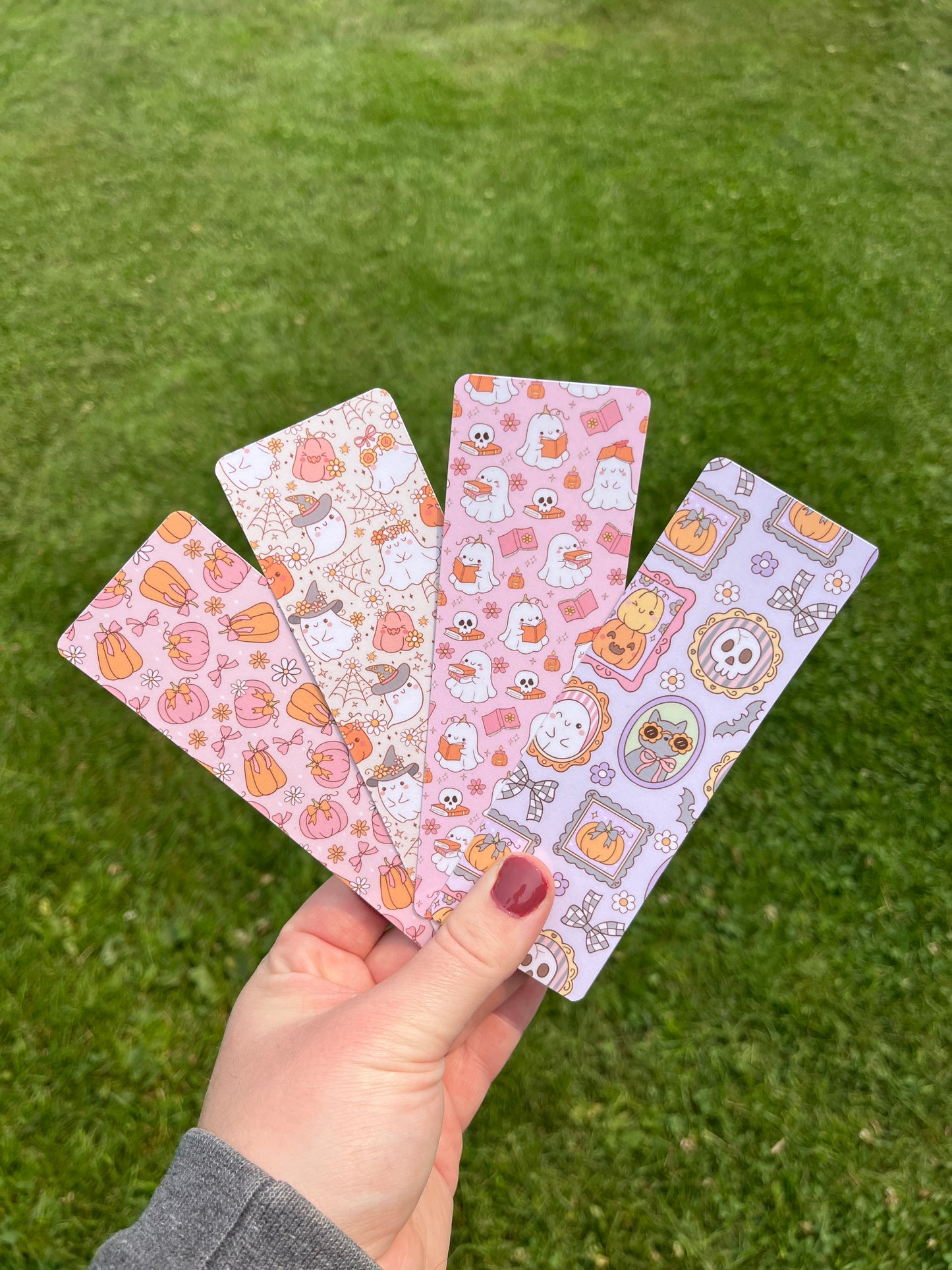Pastel Halloween Bookmarks β Cute Ghosts & Pumpkins | Laminated 2x6β Kawaii Fall Reading Accessories