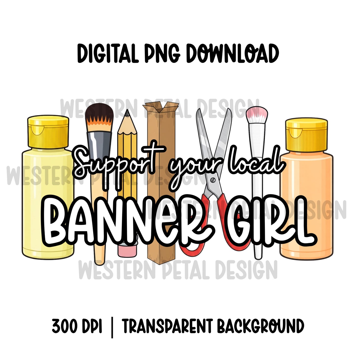 Banner Girl PNG | Hand Painted Artist Design (Commercial Use, 300 DPI Transparent File)