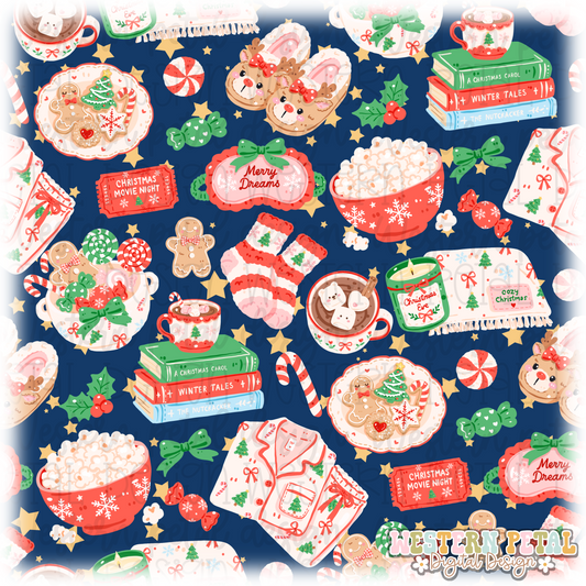 Christmas Sleepover Seamless Pattern PNG