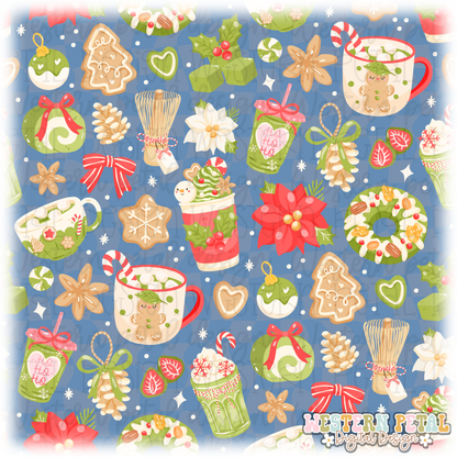 Matcha Christmas Seamless Pattern PNG