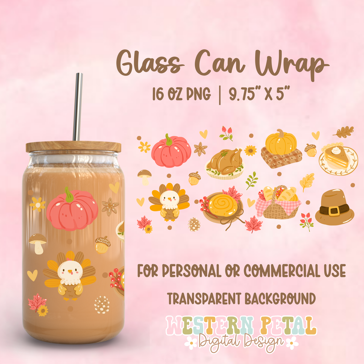 Thanksgiving Glass Can Wrap PNG