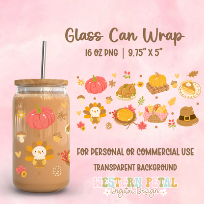 Thanksgiving Glass Can Wrap PNG