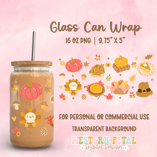 Thanksgiving Glass Can Wrap PNG