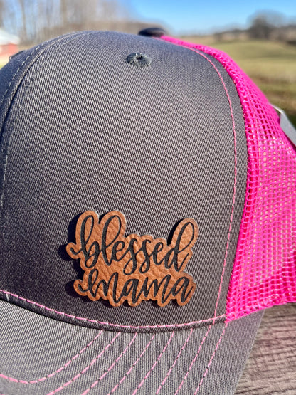 Blessed Mama leather patch hat