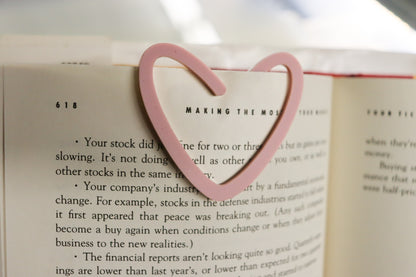 Heart acrylic bookmark, paper clip, bag clip