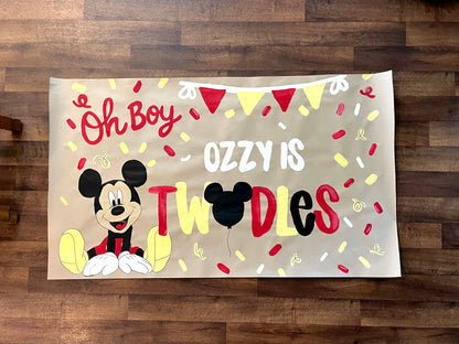 Mickey Mouse Hand-Painted Custom Birthday Banner