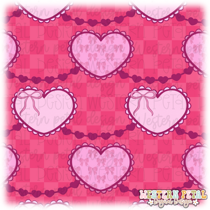 Scalloped Hearts Seamless Pattern PNG