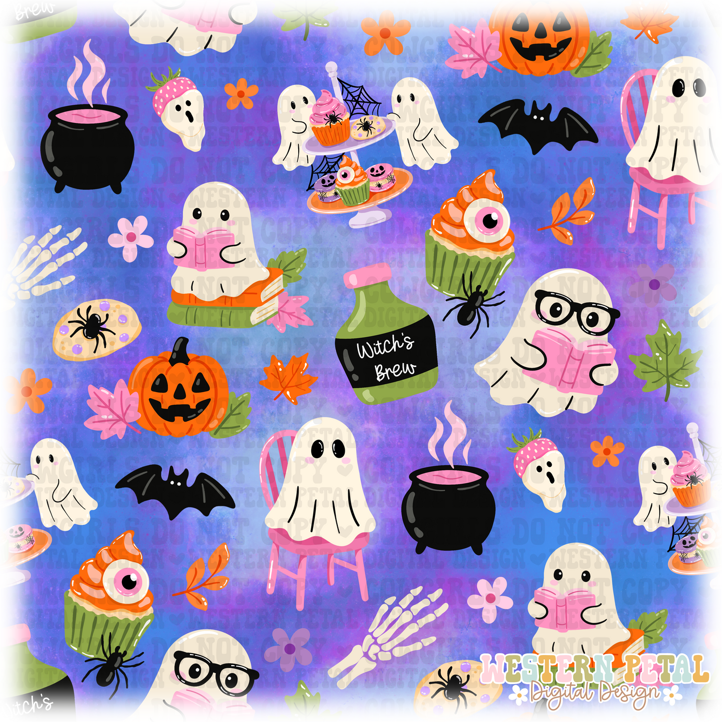 Haunted Tales Seamless Pattern PNG