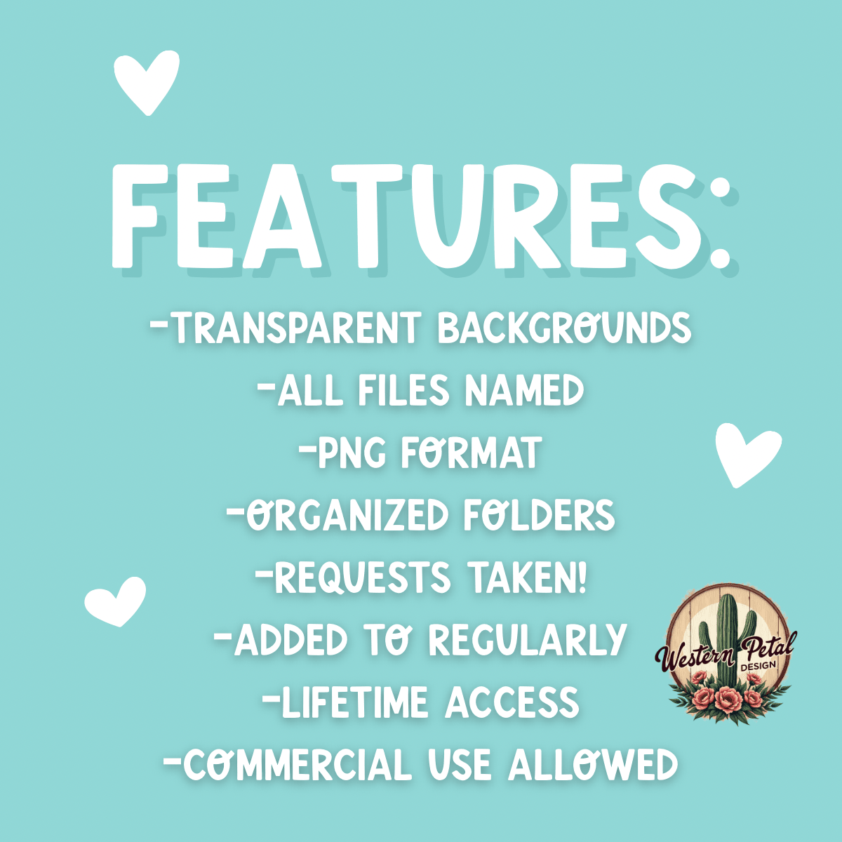 2026 Clipart Vault | Commercial Use Graphics (PNG Google Drive) - Western Petal Design