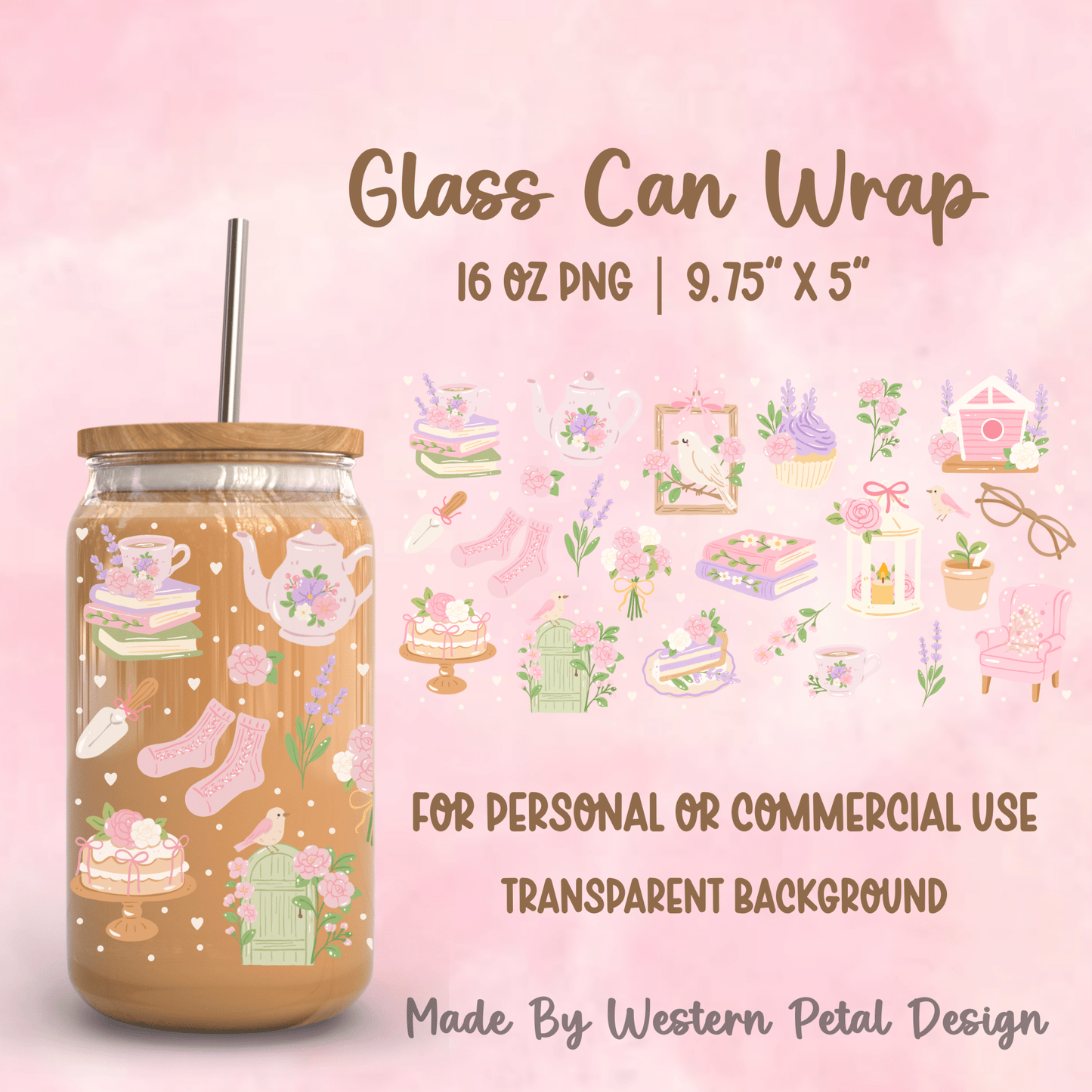 2026 Glass Can Wrap PNG Library | Growing Design Vault (Digital Download) - Western Petal Design