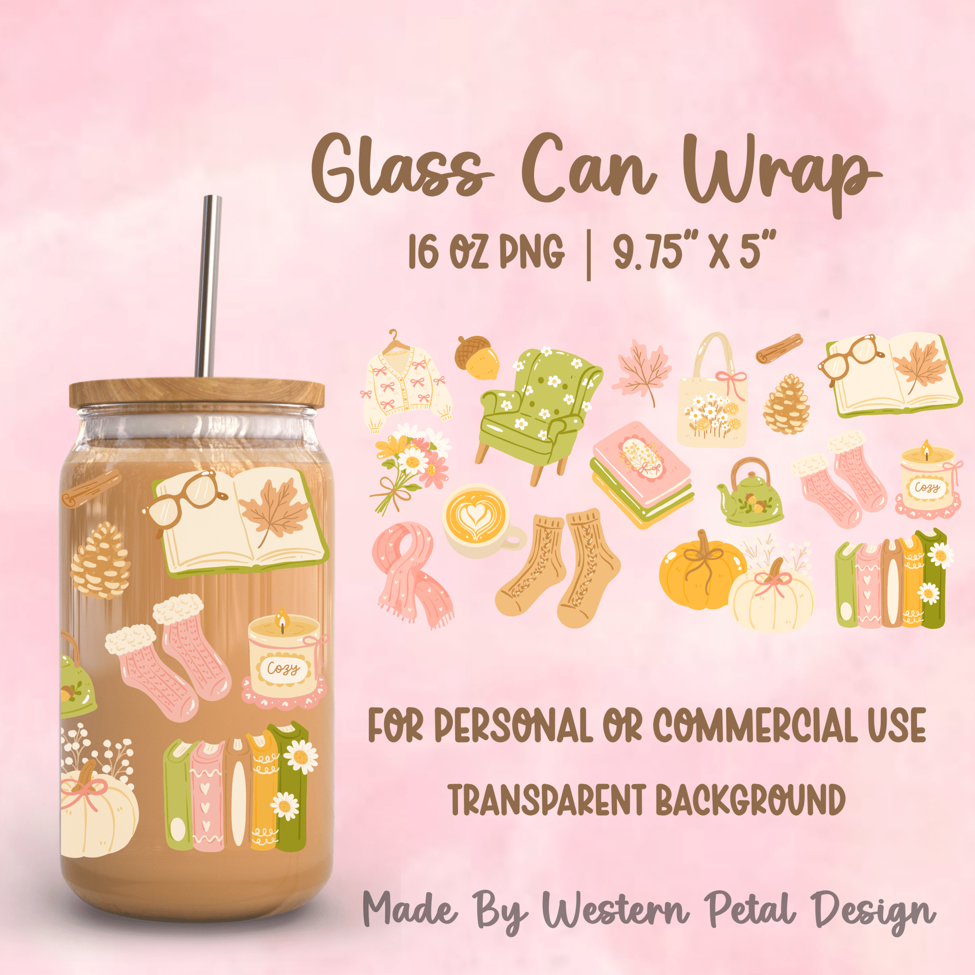 2026 Glass Can Wrap PNG Library | Growing Design Vault (Digital Download) - Western Petal Design