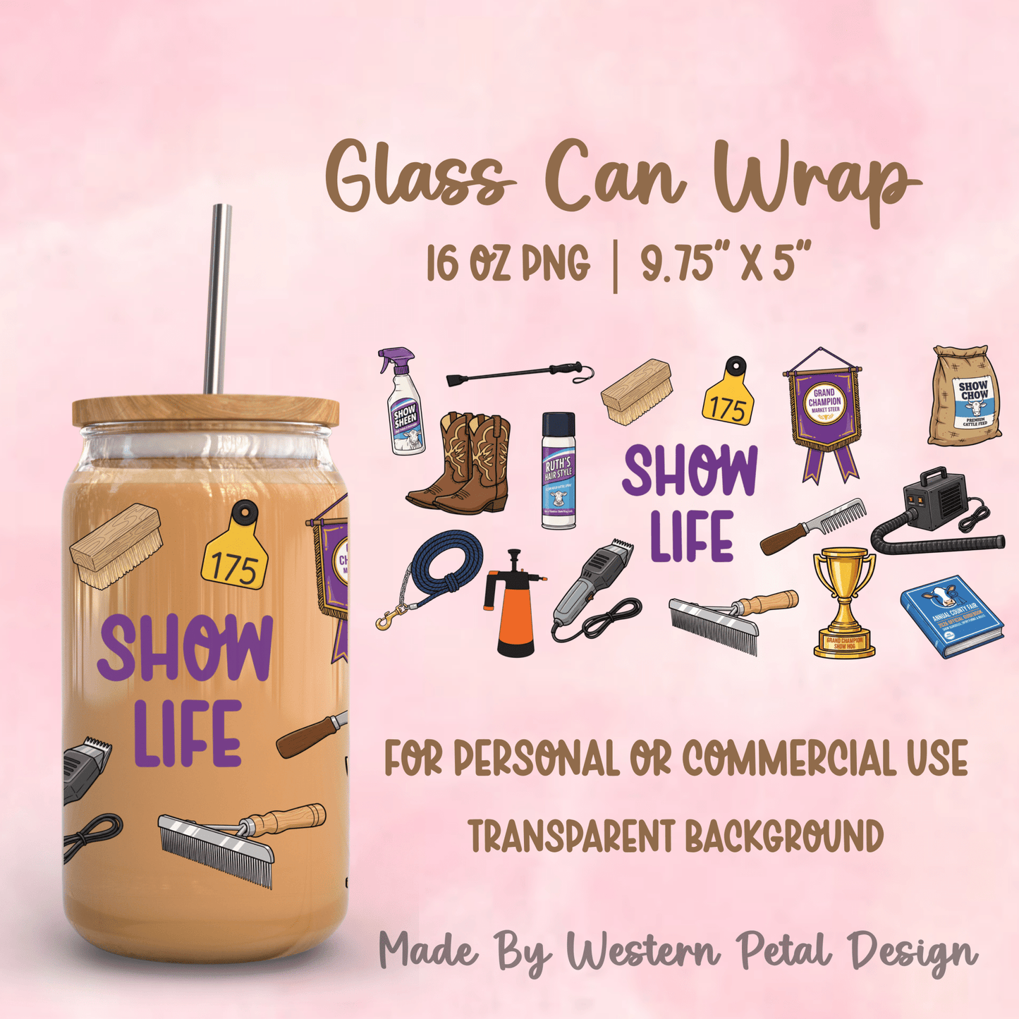 2026 Glass Can Wrap PNG Library | Growing Design Vault (Digital Download) - Western Petal Design