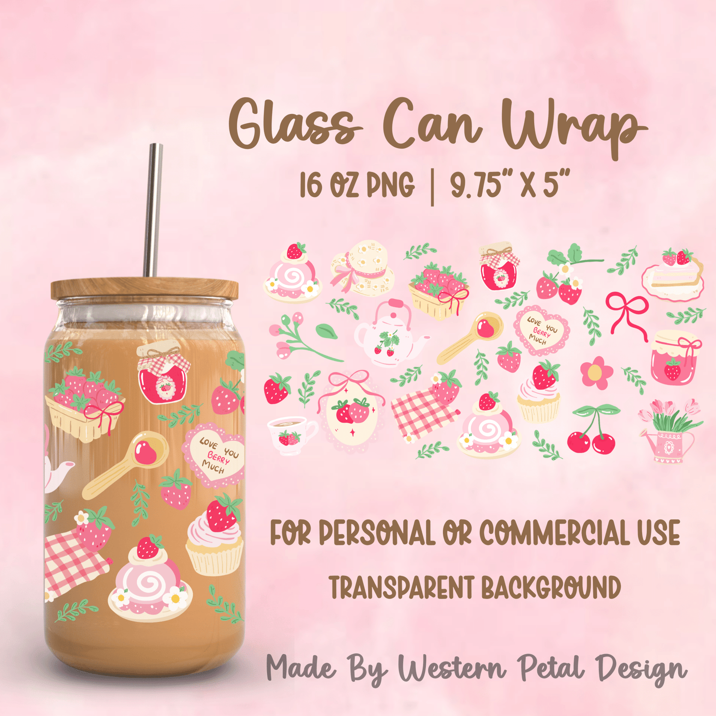 2026 Glass Can Wrap PNG Library | Growing Design Vault (Digital Download) - Western Petal Design