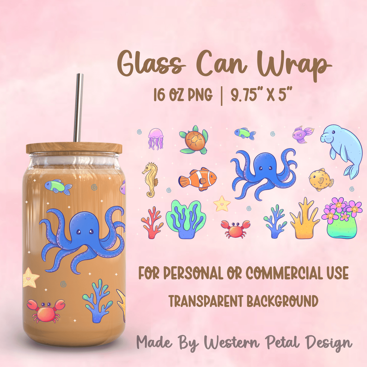 2026 Glass Can Wrap PNG Library | Growing Design Vault (Digital Download) - Western Petal Design