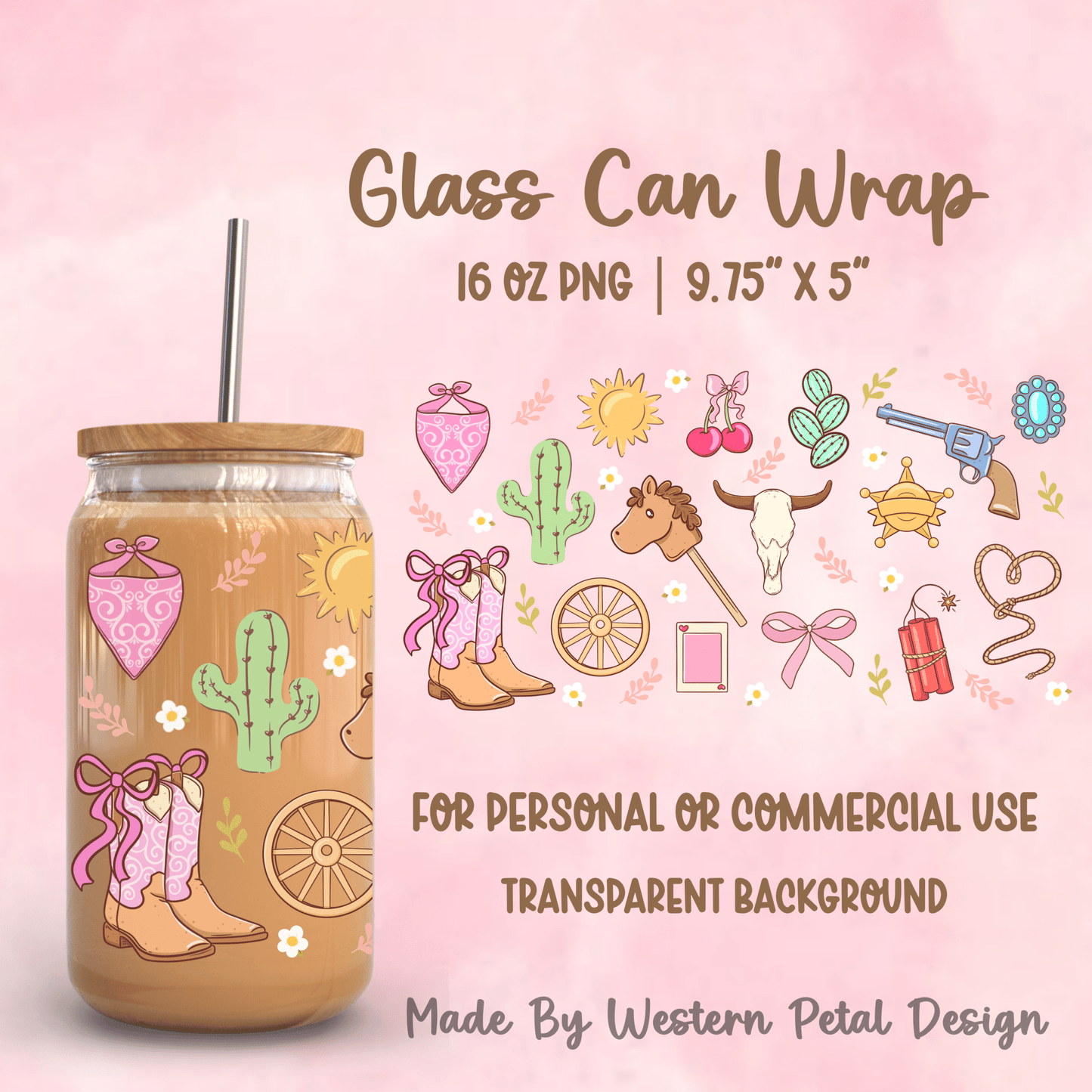 2026 Glass Can Wrap PNG Library | Growing Design Vault (Digital Download) - Western Petal Design