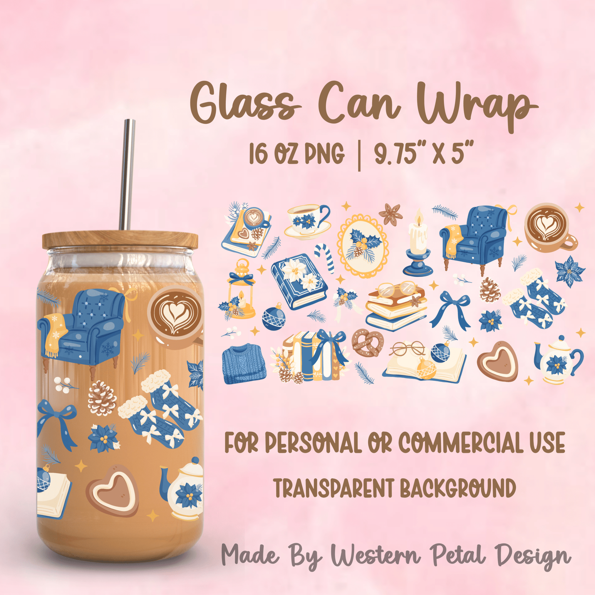 2026 Glass Can Wrap PNG Library | Growing Design Vault (Digital Download) - Western Petal Design