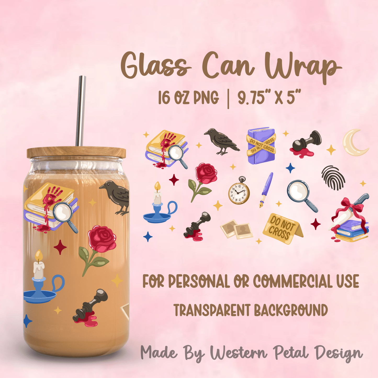 2026 Glass Can Wrap PNG Library | Growing Design Vault (Digital Download) - Western Petal Design