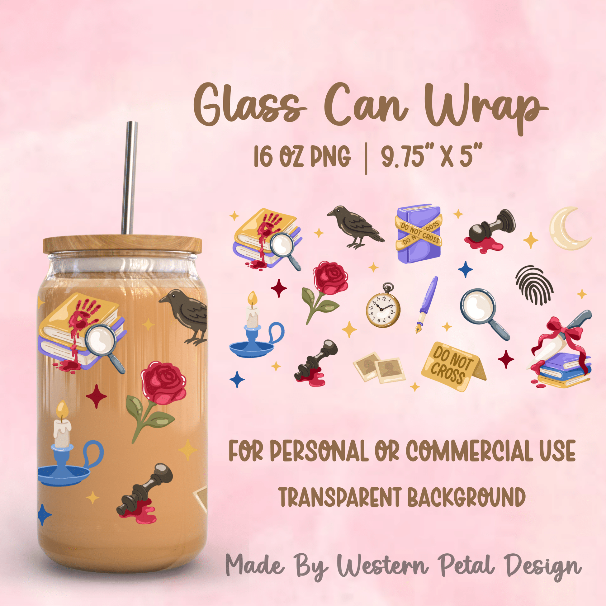 2026 Glass Can Wrap PNG Library | Growing Design Vault (Digital Download) - Western Petal Design