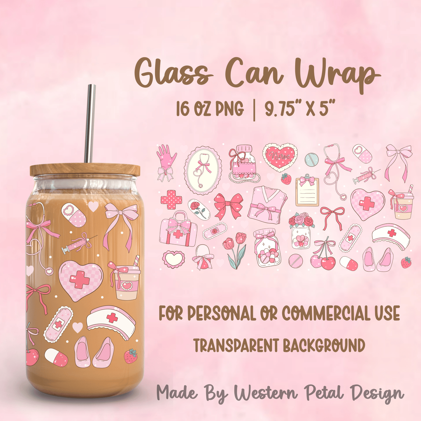2026 Glass Can Wrap PNG Library | Growing Design Vault (Digital Download) - Western Petal Design