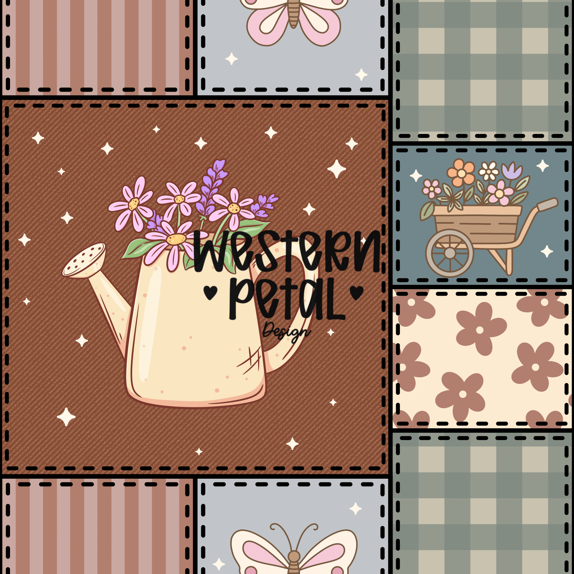 2026 Seamless Pattern Google Drive 12x12 PNG | Western & Boho Digital Paper Collection | Seamless Files - Western Petal Design