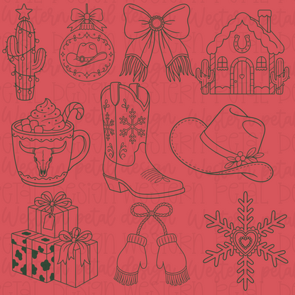 A Western Petal Christmas Procreate Stamps