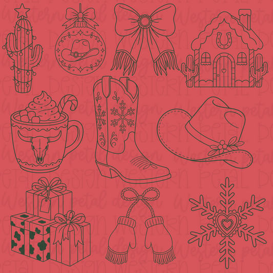 A Western Petal Christmas Procreate Stamps
