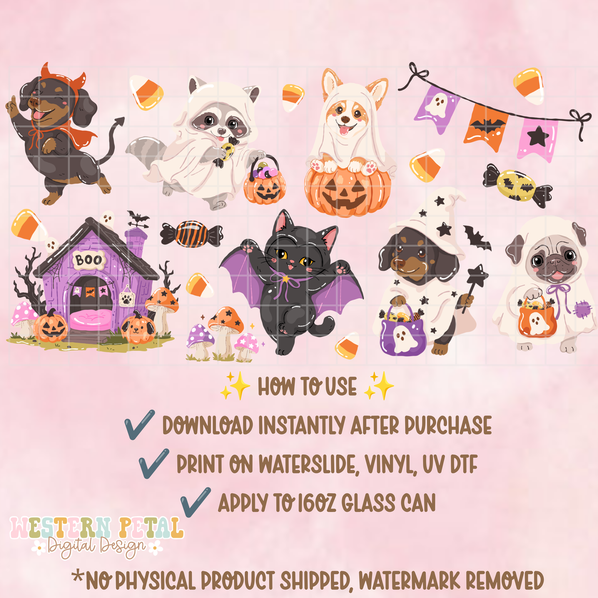 Halloween Pups Glass Can Wrap PNG