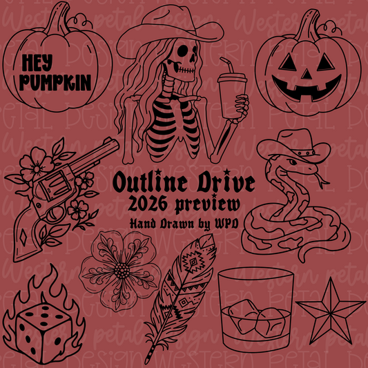 2026 Hand Drawn Outline Drive | Bold Outline PNG Bundle | Procreate Color Fill | Commercial Use