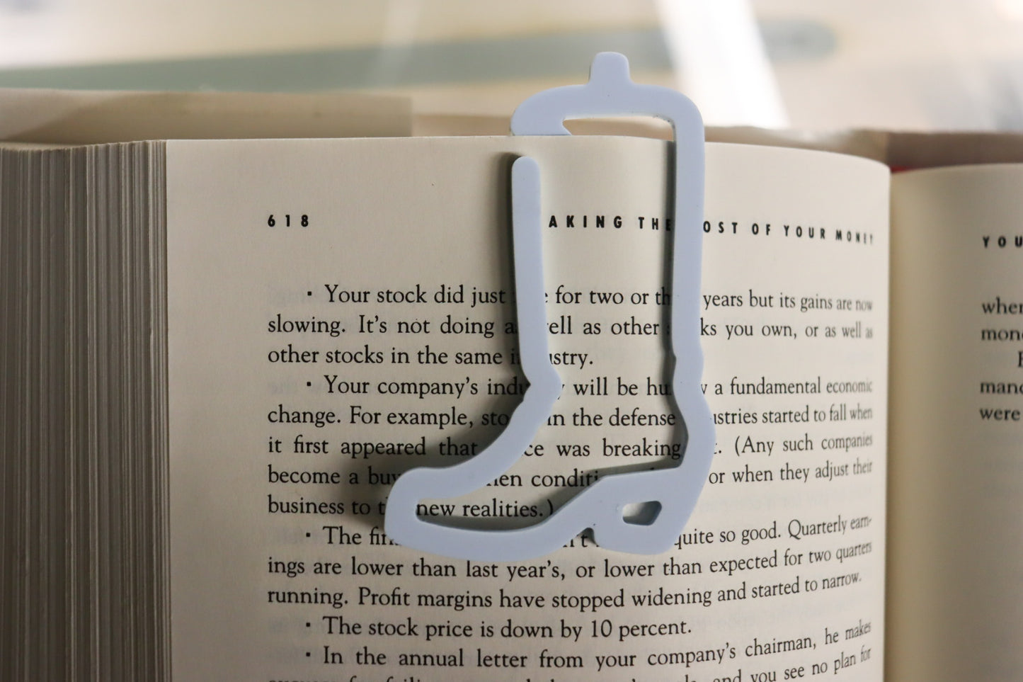 Cowgirl boot acrylic bookmark, paper clip, bag clip