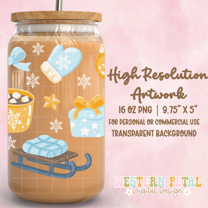 Snow Day Glass Can Wrap PNG