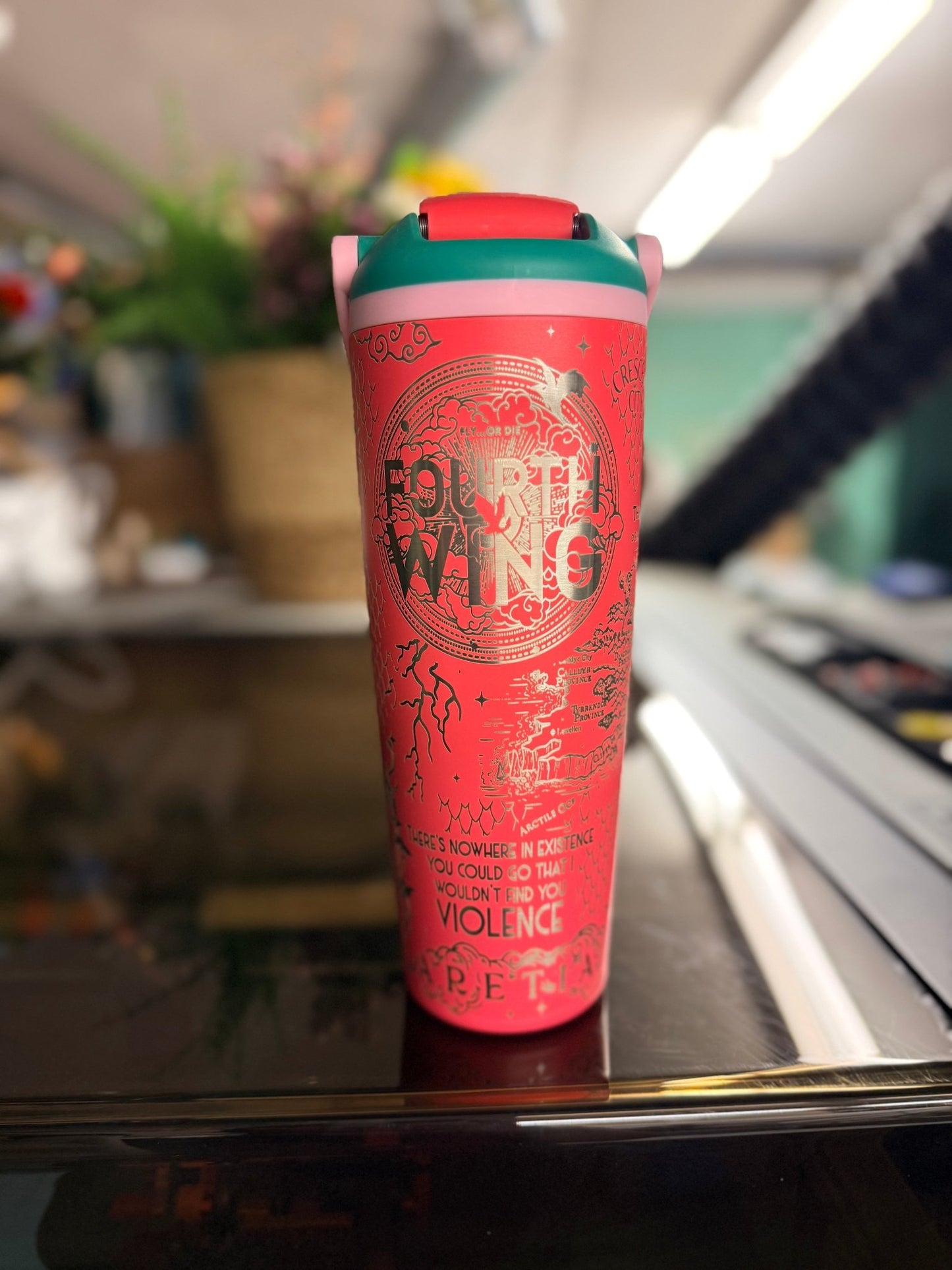 30 oz Owala Sway | Fourth Wing / ACOTAR Inspired Engraved Tumbler - Western Petal Design