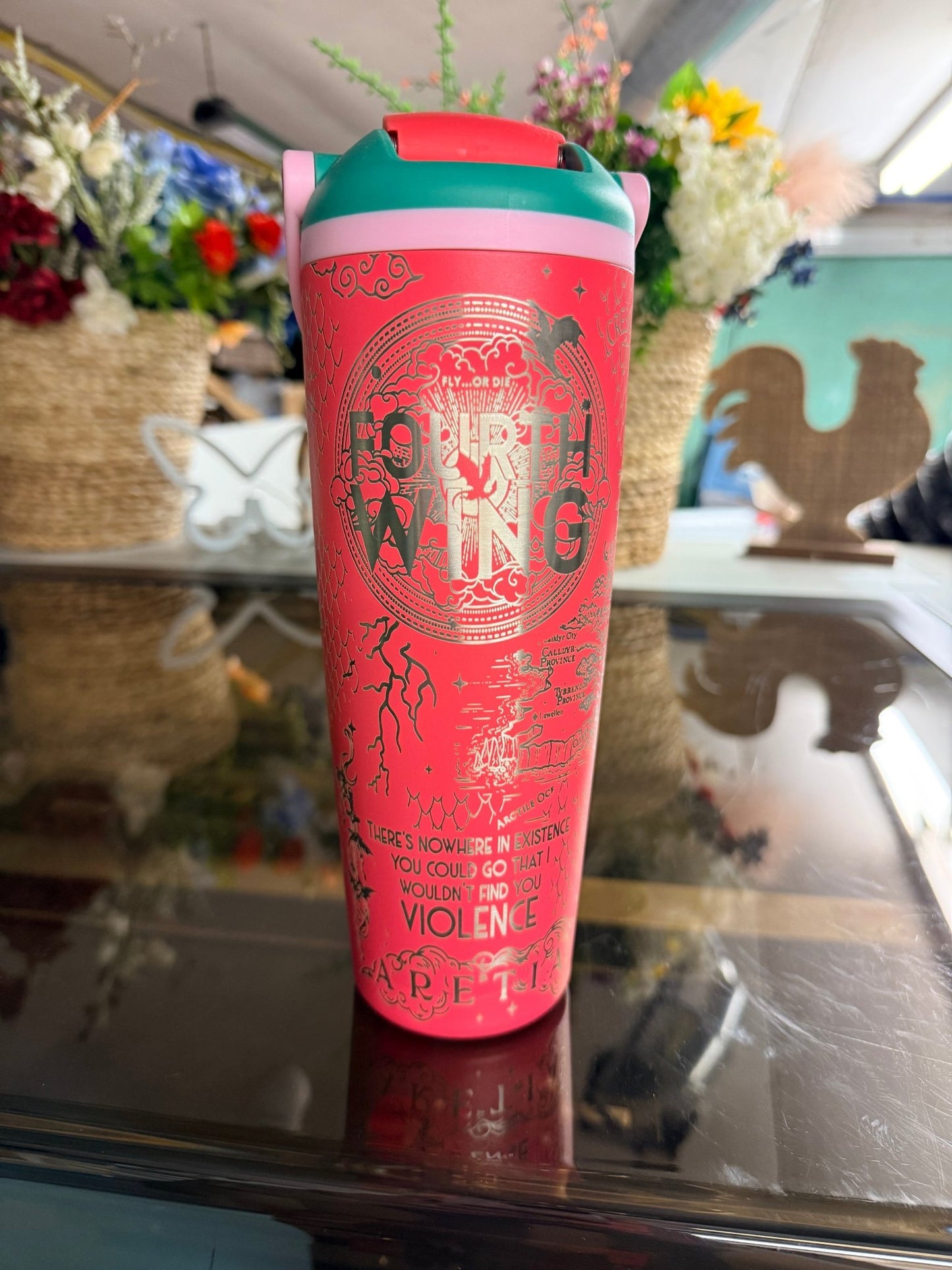30 oz Owala Sway | Fourth Wing / ACOTAR Inspired Engraved Tumbler - Western Petal Design