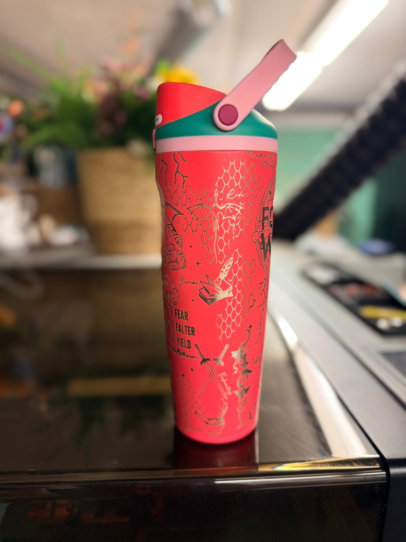 30 oz Owala Sway | Fourth Wing / ACOTAR Inspired Engraved Tumbler - Western Petal Design