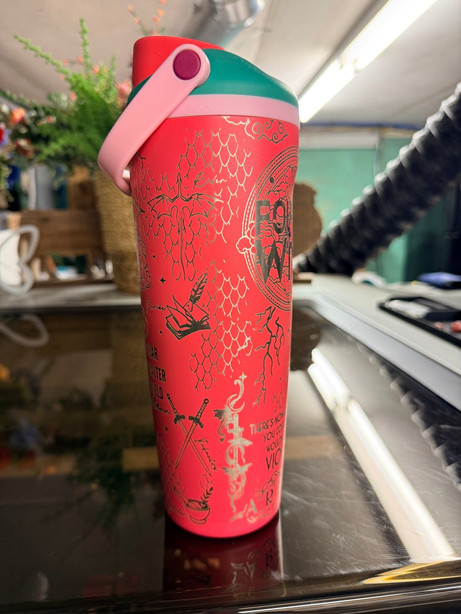 30 oz Owala Sway | Fourth Wing / ACOTAR Inspired Engraved Tumbler - Western Petal Design
