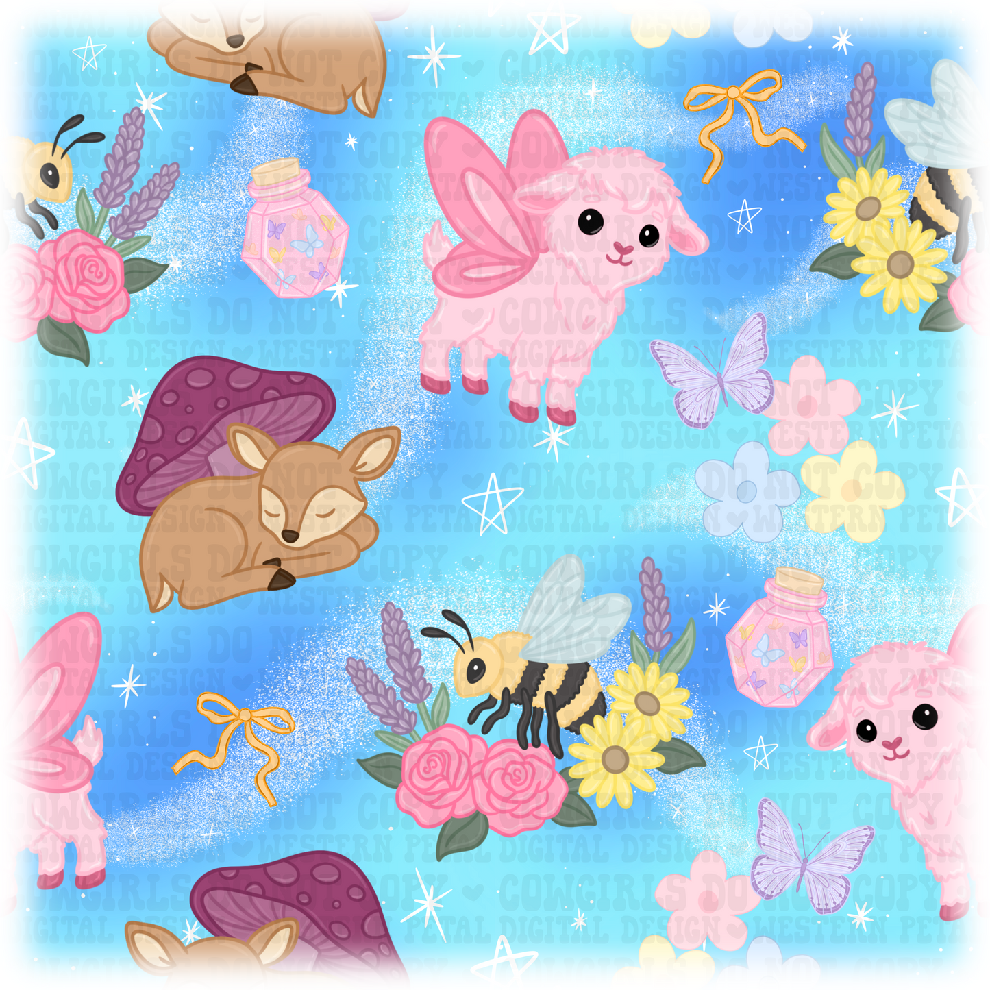 Magical Creatures Seamless Pattern PNG