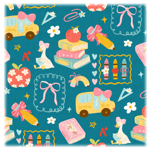 Back to School Coquette Seamless Pattern