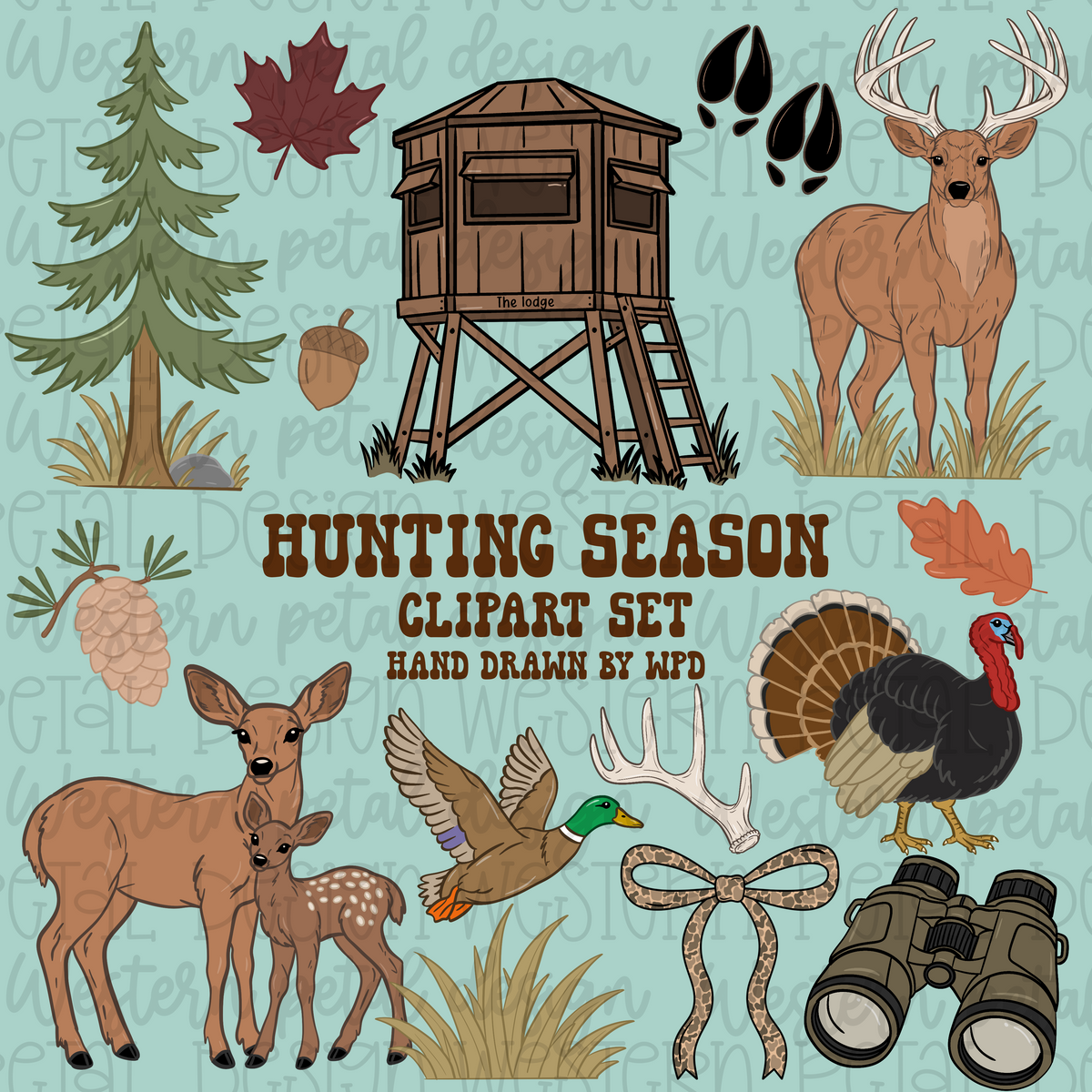 Hunting Season Hand Drawn Clipart Bundle