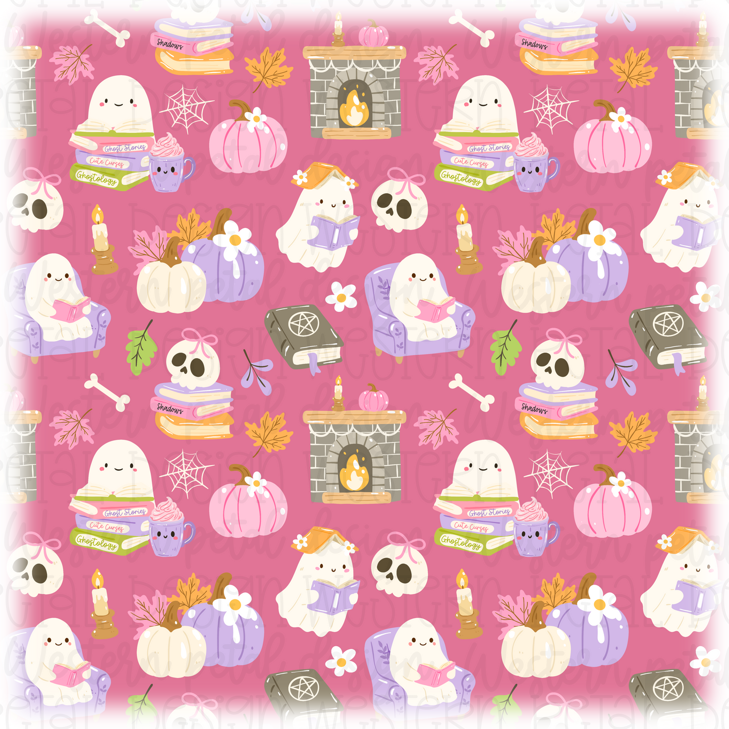 Cute Halloween Ghost Seamless Pattern PNG