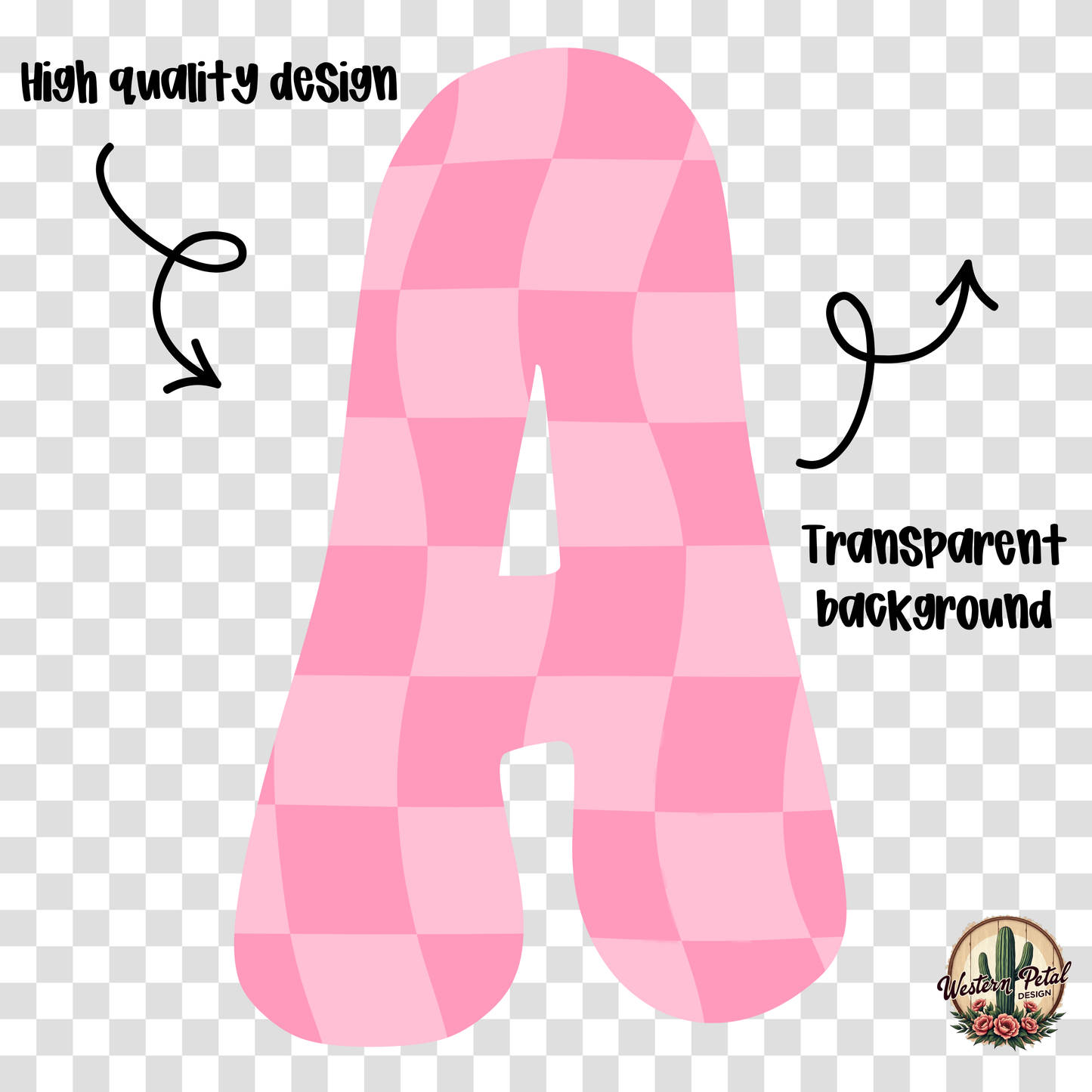 Wavy Pink Alphabet PNGs | 300 DPI