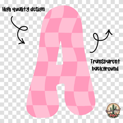 Wavy Pink Alphabet PNGs | 300 DPI