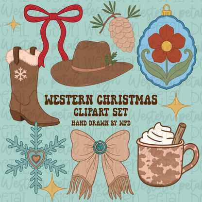 Western Christmas Clipart Bundle
