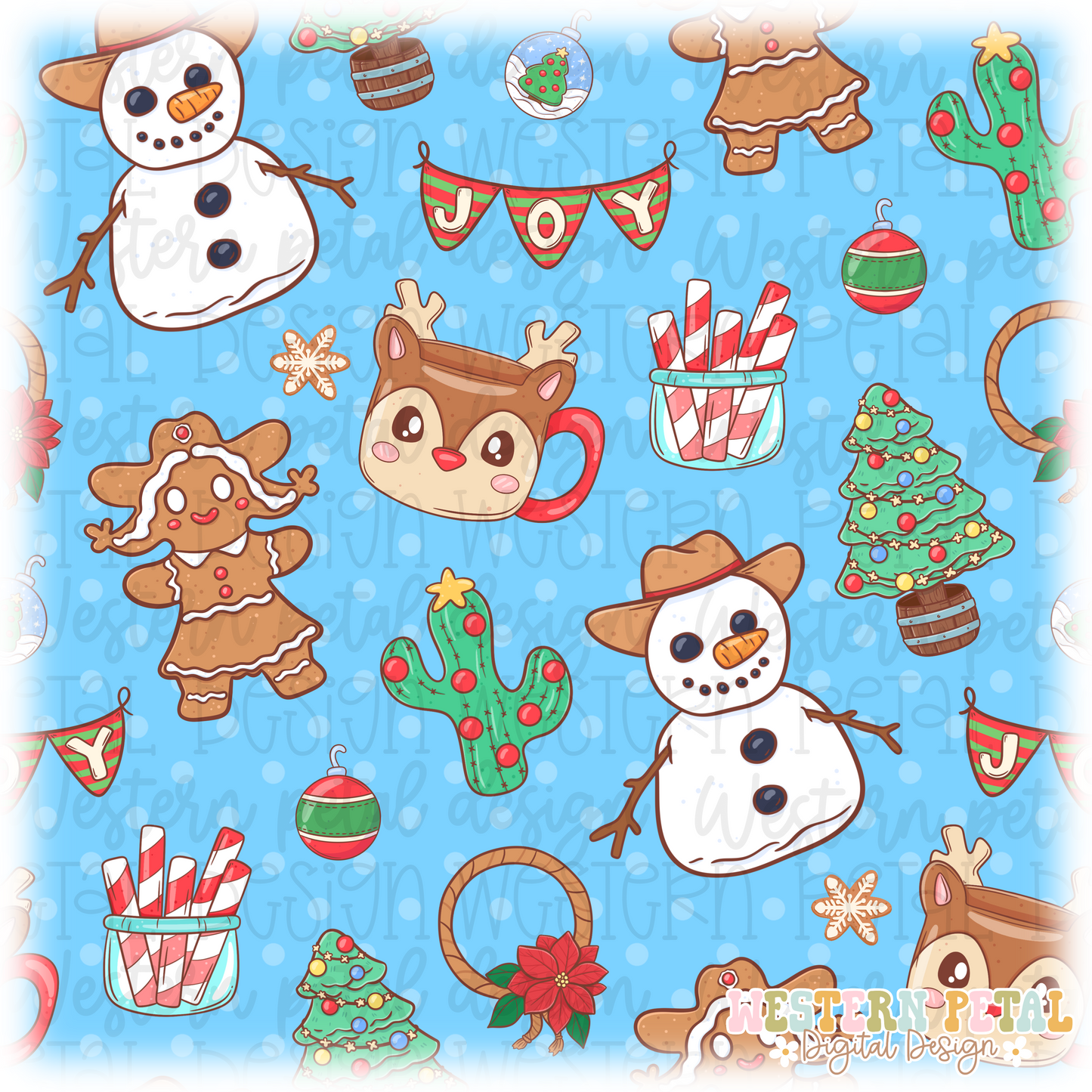 Howdy Holidays Seamless Pattern PNG
