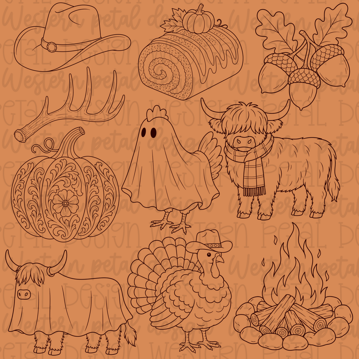 Western Petal Fall Procreate Stamps