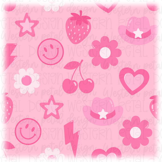 Pink Icons Seamless Pattern
