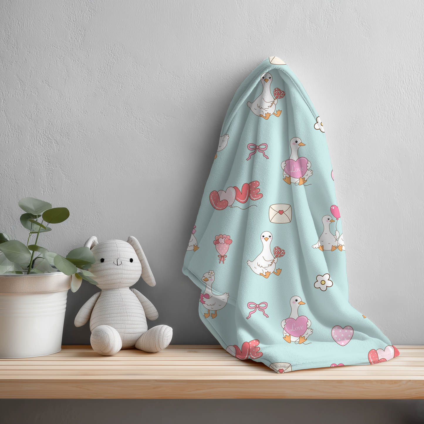 Hand Drawn Valentine Goose Seamless Pattern | 12x12” 300 DPI Digital Paper | Cute Love Ducks Background for Sublimation, Scrapbooking, Craft