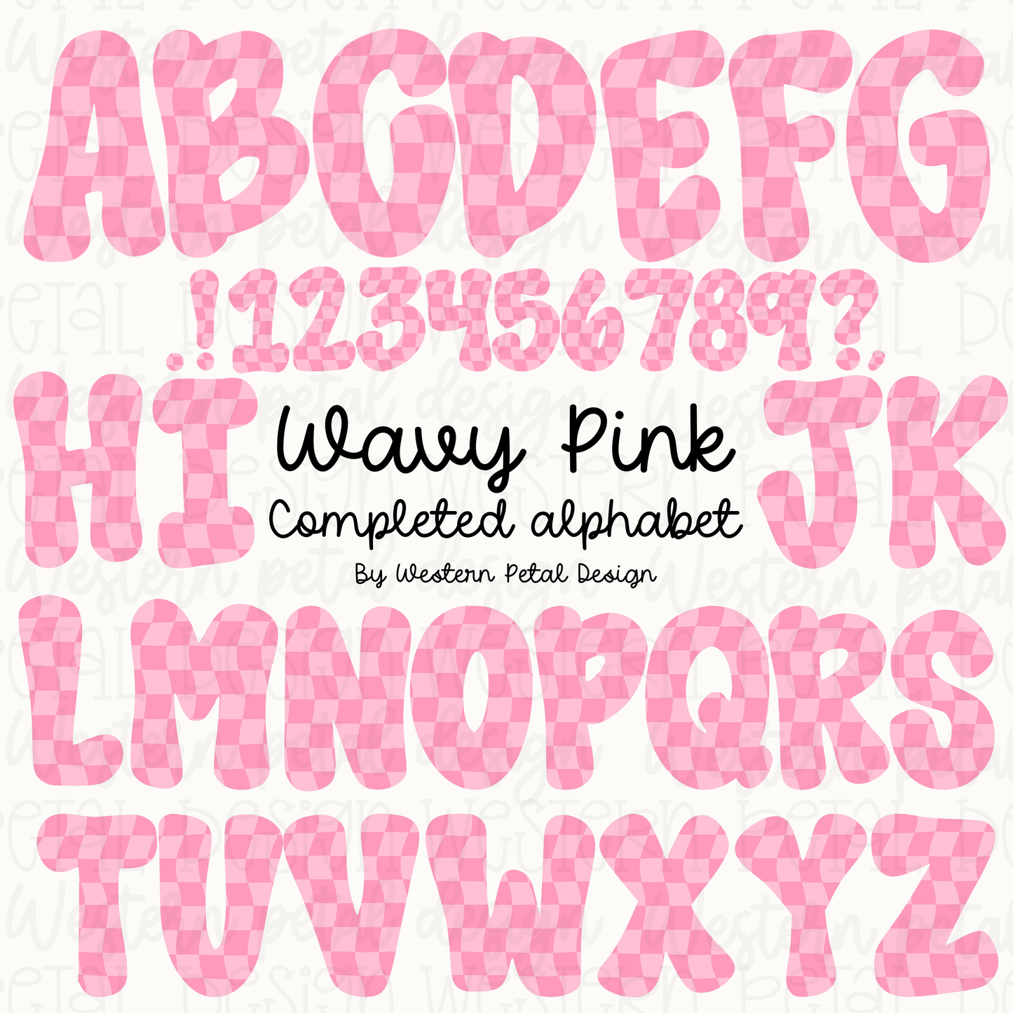Wavy Pink Alphabet PNGs | 300 DPI